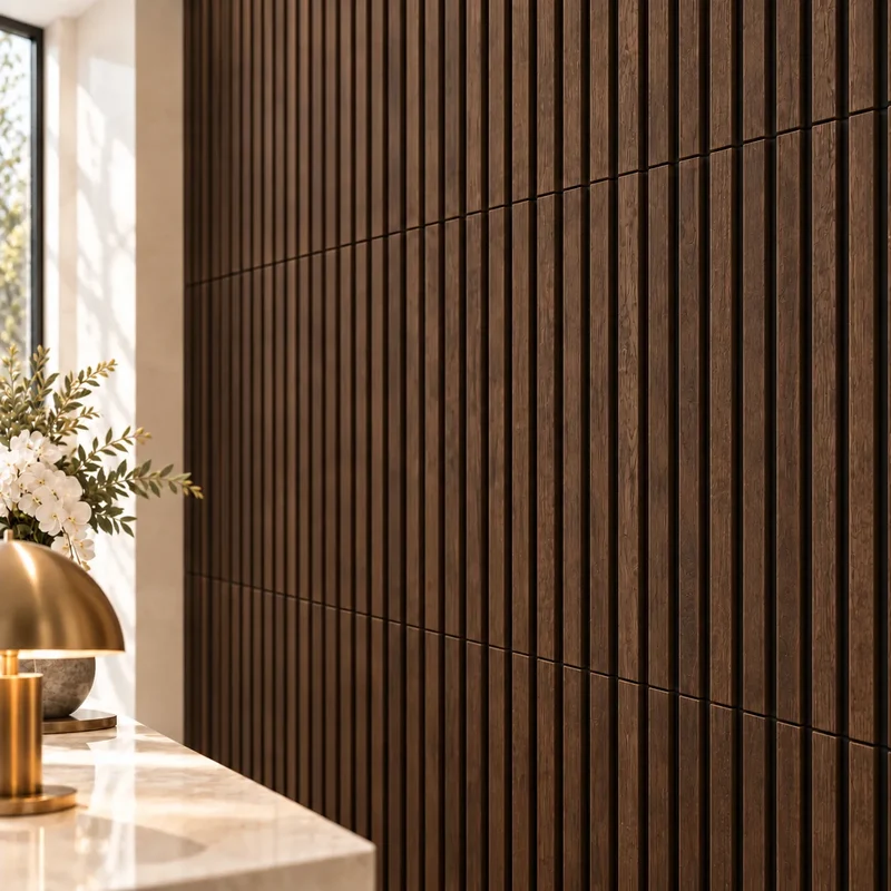 Chestnut Wood Slat Wall Panelling - 60 x 60 cm
