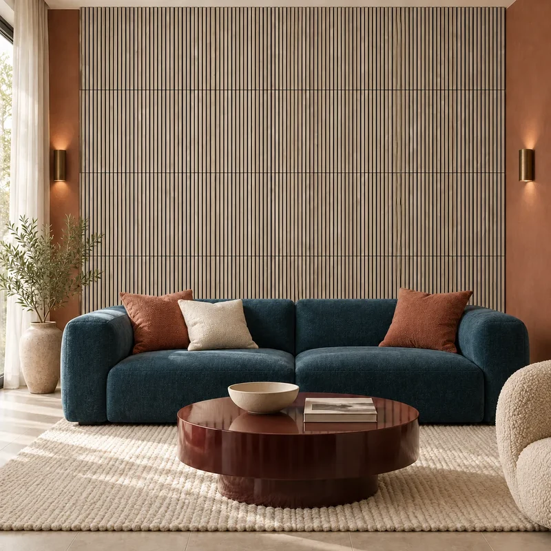 Bleached Oak Wood Slat Wall Panelling - 60 x 60 cm