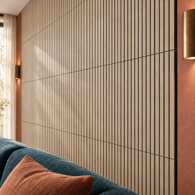 Bleached Oak Wood Slat Wall Panelling - 60 x 60 cm