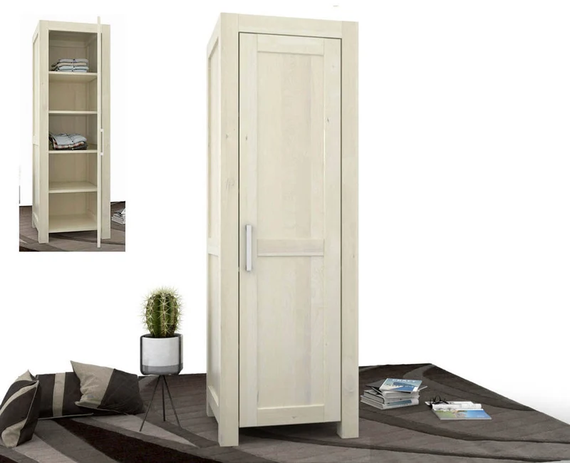 NATURA Kleiderschrank 1-Türig mit Regale Massivholz