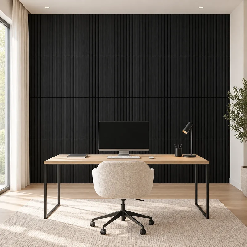 Charcoal Wood Slat Wall Panelling - 60 x 60 cm