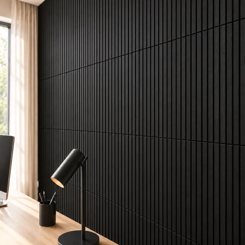 Charcoal Wood Slat Wall Panelling - 60 x 60 cm