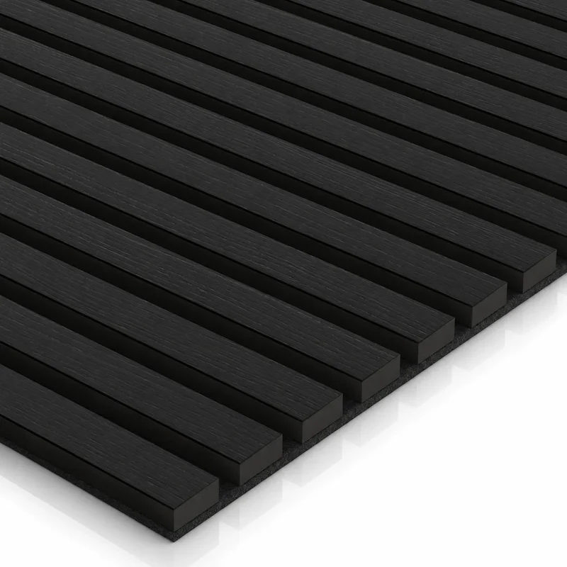 Charcoal Wood Slat Wall Panelling - 60 x 60 cm
