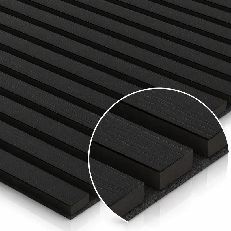 Charcoal Wood Slat Wall Panelling - 60 x 60 cm