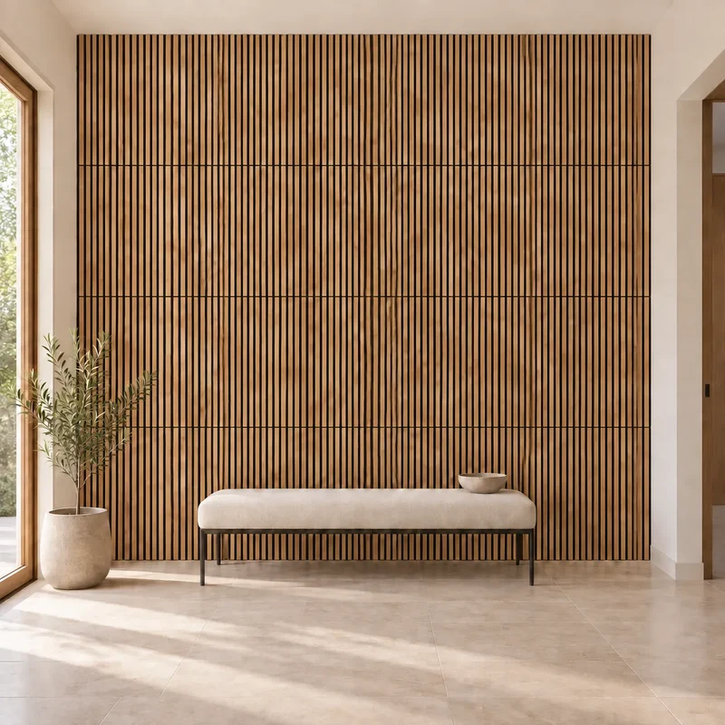 Oak Black Wood Slat Wall Panelling - 60 x 60 cm