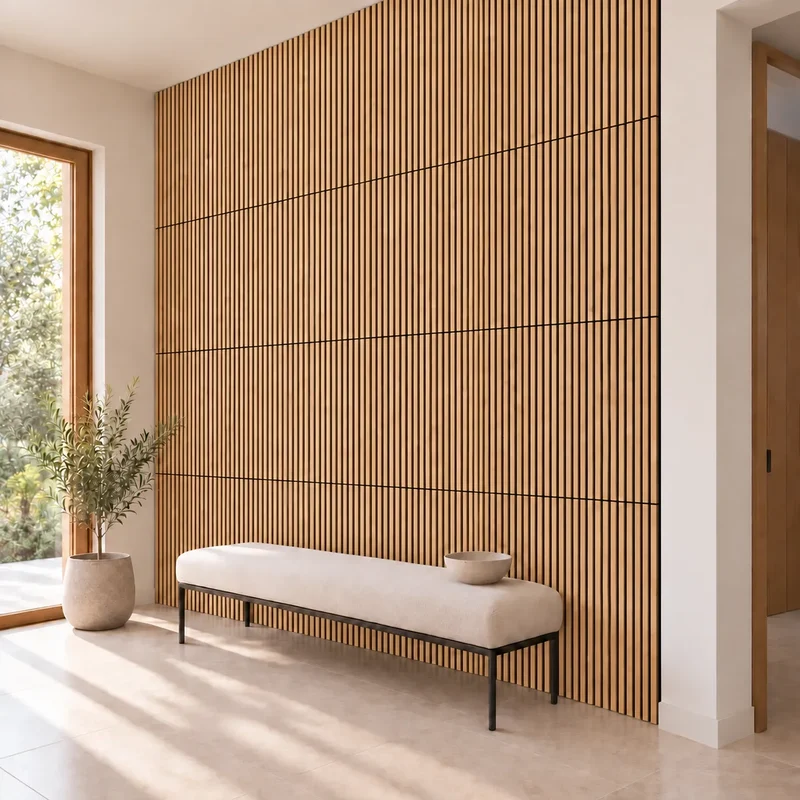 Oak Black Wood Slat Wall Panelling - 60 x 60 cm