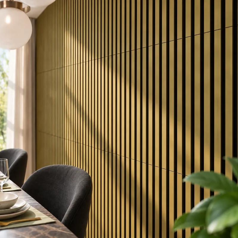 Wooden Acoustic Panels - GOLD Wall Slats