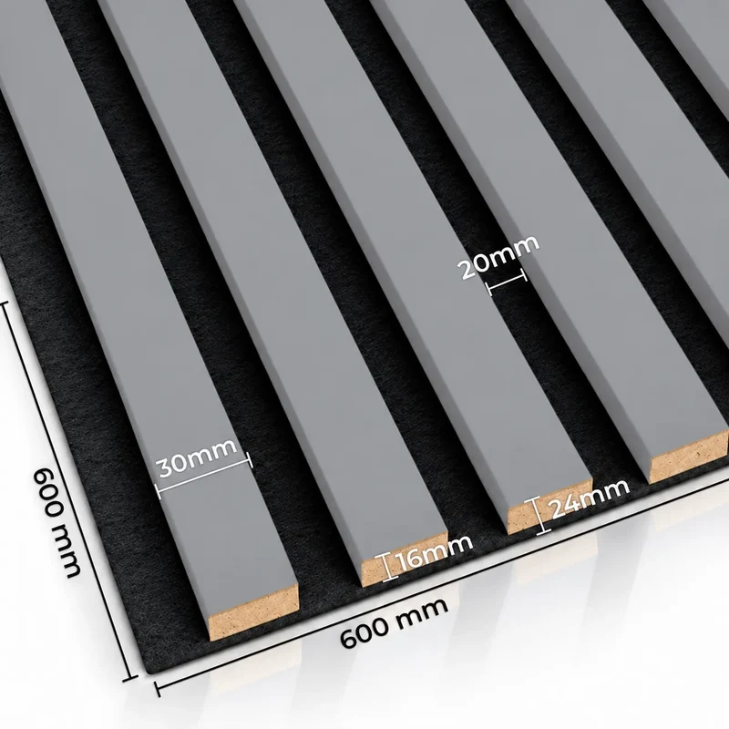 Wooden Acoustic Panels - GREY Wall Slats