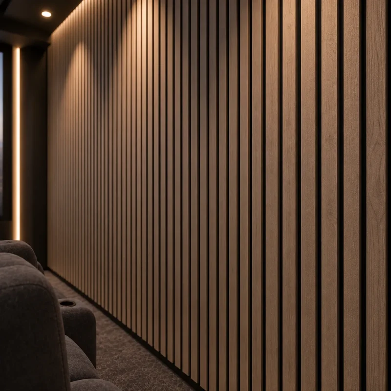 Fire Rated Veneered Slat Panel - Walnut 280 x 60 cm