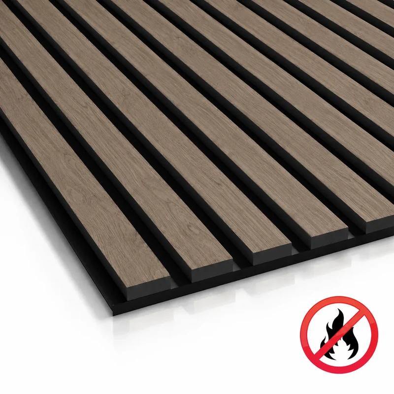 Fire Rated Veneered Slat Panel - Walnut 280 x 60 cm