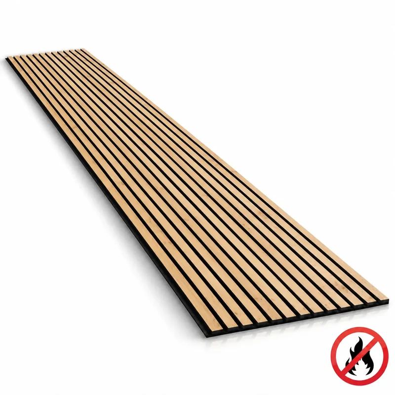 Fire Rated Veneered Slat Panel - Natural Oak 280 x 60 cm