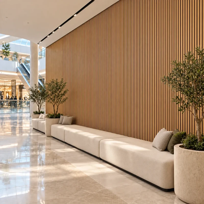 Fire Rated Veneered Slat Panel - Natural Oak 280 x 60 cm