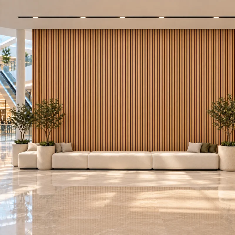 Fire Rated Veneered Slat Panel - Natural Oak 280 x 60 cm