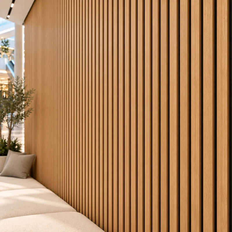 Fire Rated Veneered Slat Panel - Natural Oak 280 x 60 cm