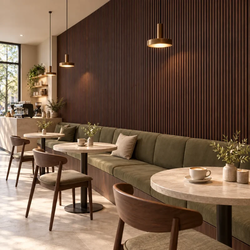 Fire Rated Veneered Slat Panels- Chestnut 240 x 60 cm
