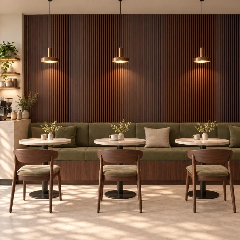 Fire Rated Veneered Slat Panels- Chestnut 240 x 60 cm