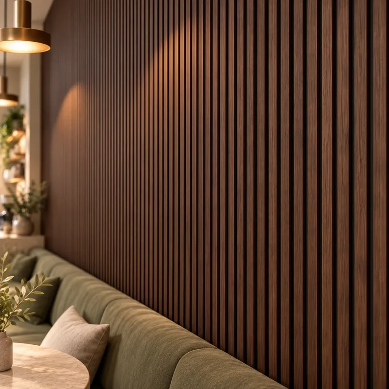 Fire Rated Veneered Slat Panels- Chestnut 240 x 60 cm