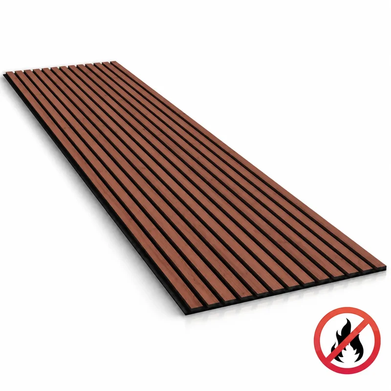 Fire Rated Veneered Slat Panel - Mahogany 240 x 60 cm