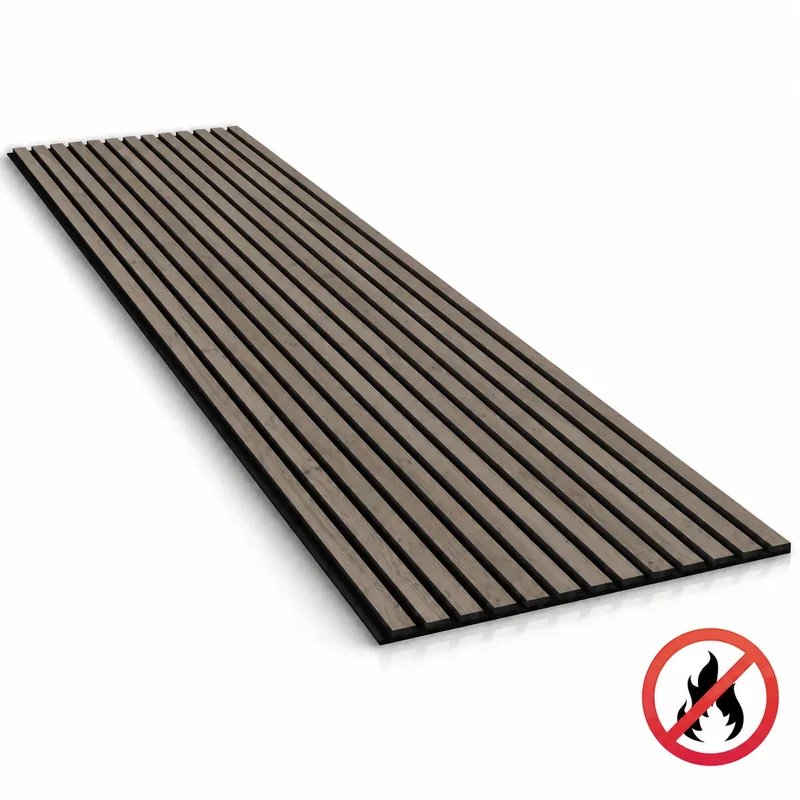 Fire Rated Veneered Slat Panel - Walnut 240 x 60 cm