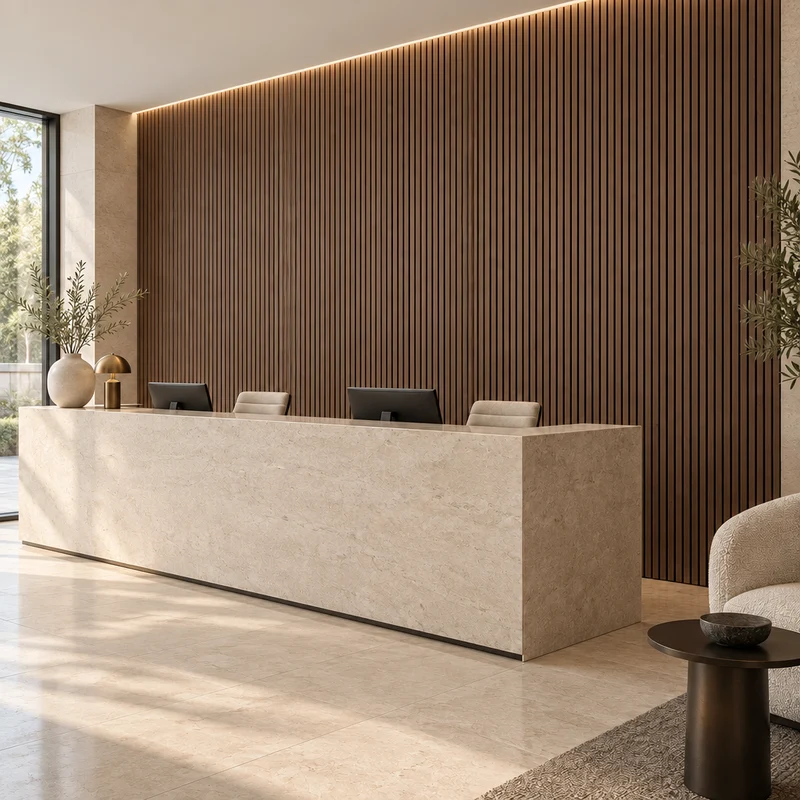 Fire Rated Veneered Slat Panel - Walnut 240 x 60 cm
