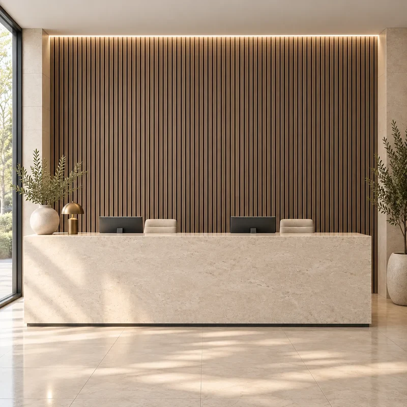 Fire Rated Veneered Slat Panel - Walnut 240 x 60 cm