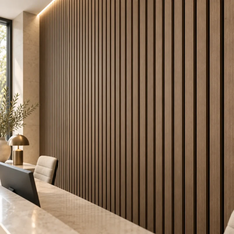 Fire Rated Veneered Slat Panel - Walnut 240 x 60 cm