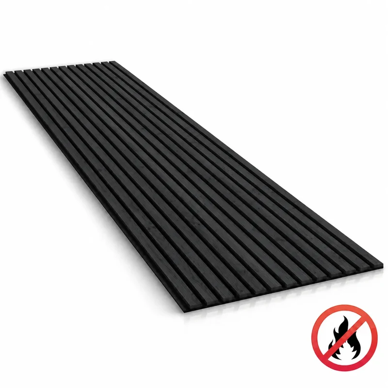 Fire Rated Veneered Slat Panel - Charcoal 240 x 60 cm