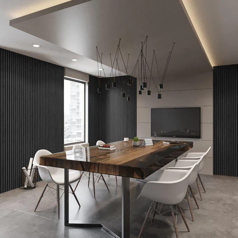 Fire Rated Veneered Slat Panel - Charcoal 240 x 60 cm