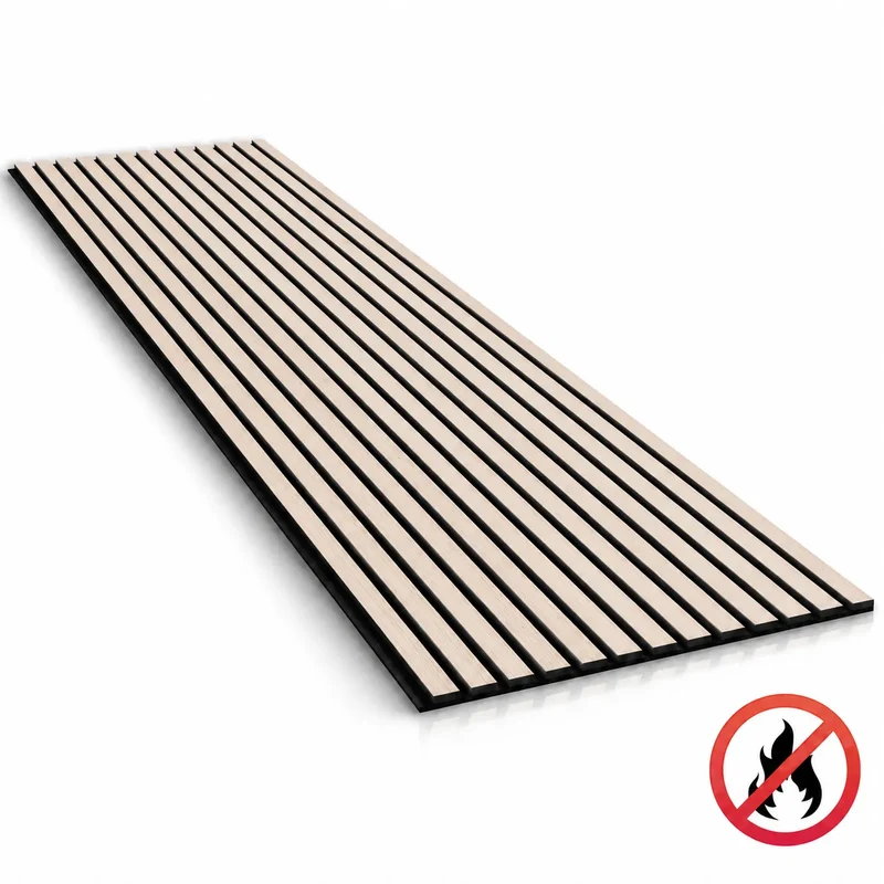 Fire Rated Veneered Slat Panel - Bleached Oak 240 x 60 cm