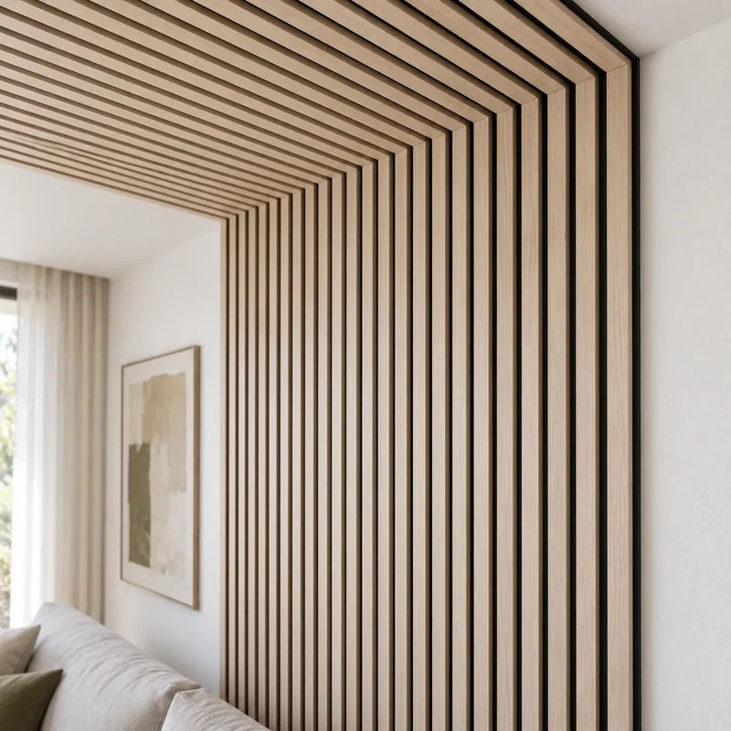 Fire Rated Veneered Slat Panel - Bleached Oak 240 x 60 cm