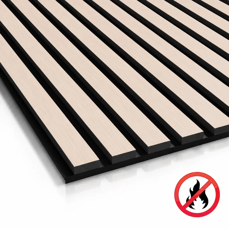Fire Rated Veneered Slat Panel - Bleached Oak 240 x 60 cm