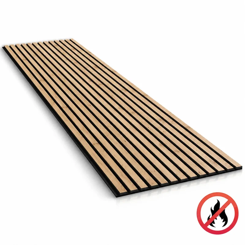 Fire Rated Veneered Slat Panel - Natural Oak 240 x 60 cm