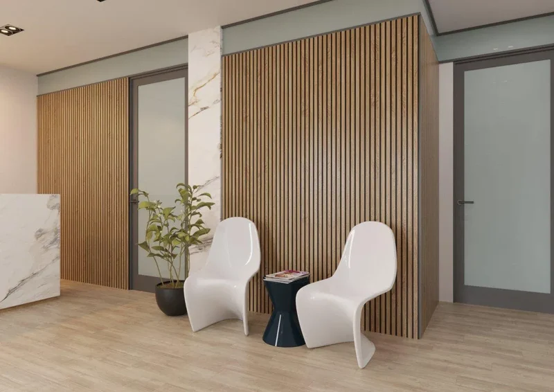 Natural Oak - Black Acoustic Wood Slat Wall Panel
