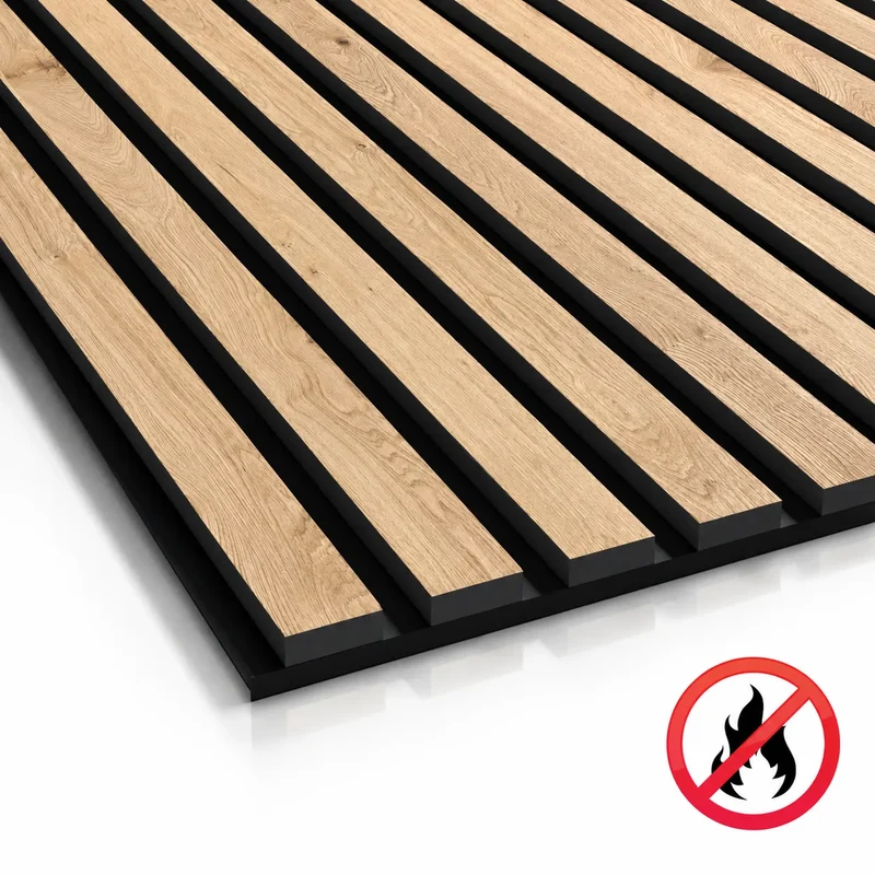 Fire Rated Veneered Slat Panel - Natural Oak 240 x 60 cm