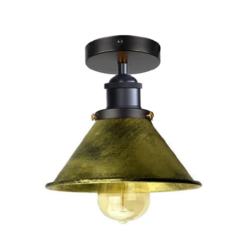 Vintage Deckenlampe Grün Messing-Fassung Flush Mount ~3627