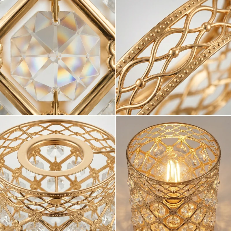 Marokkanischer Pendelleuchtenschirm – Französisches Goldkristall~3624