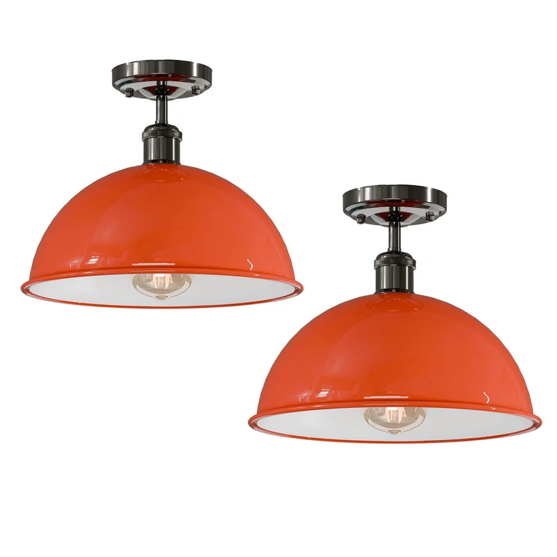 2 Set mit industriellen Metall Kuppel-Deckenleuchten Ø30cm-E27~3626