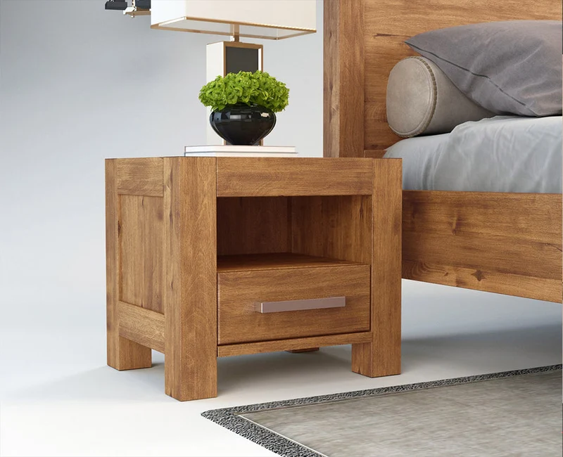 NATURA Massivholz Nachttisch mit 1-Schublade