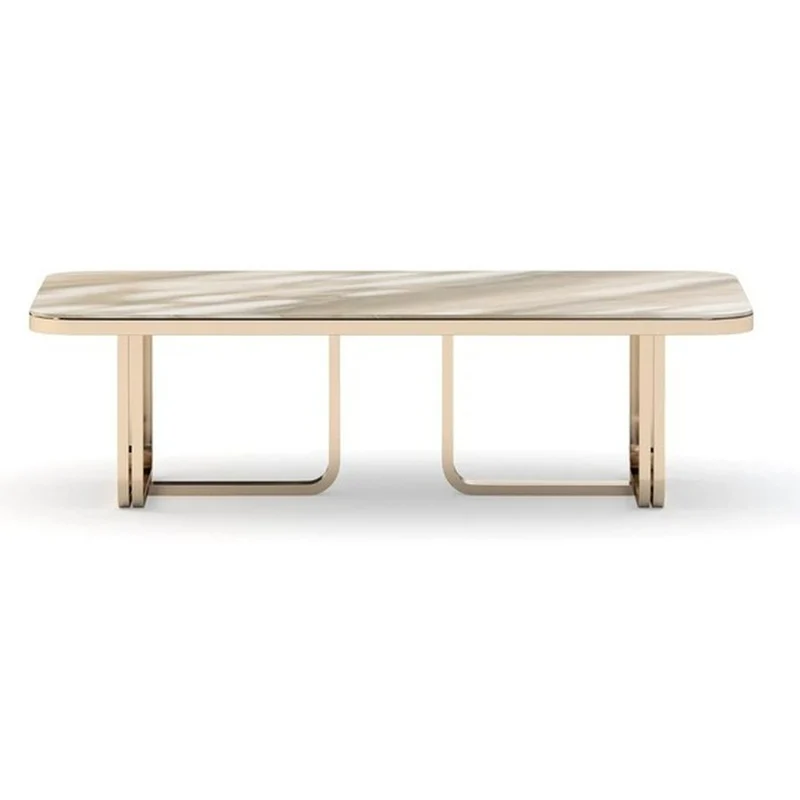 Casa Padrino Luxus Couchtisch Weiß / Beige - Hochwertige Verarbeitung - Moderne Wohnzimmer Möbel - Luxus Qualität