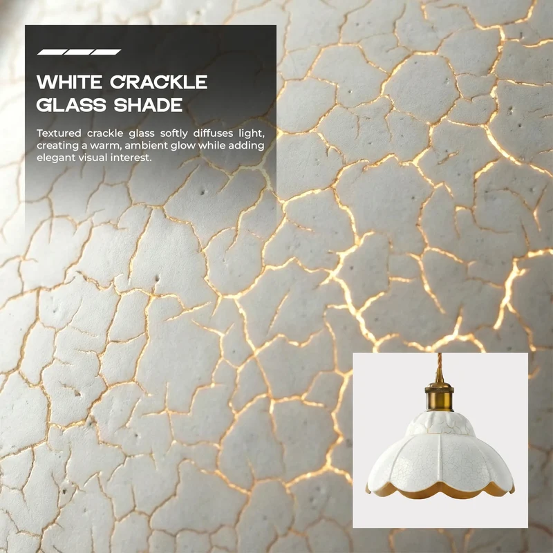 Vintage Crackle Glas Pendelleuchte überbacken ~3606