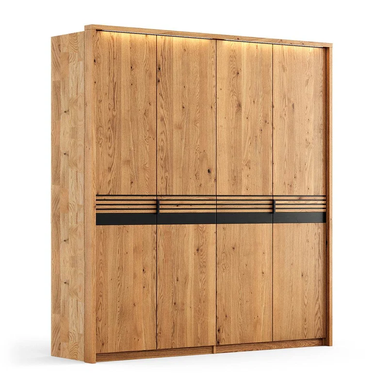 Moderner Kleiderschrank aus massiver Wildeiche | Beleuchteter Schrank Ravello 4