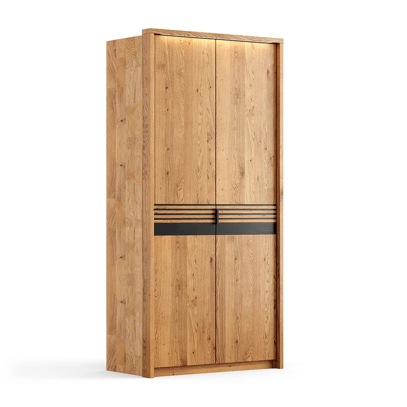 Moderner Kleiderschrank aus massiver Wildeiche | Beleuchteter Schrank Ravello 2