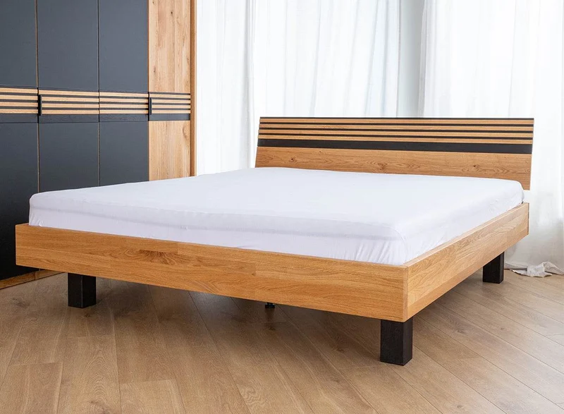 Modernes Bett aus massiver Wildeiche | Doppelbett Ravello