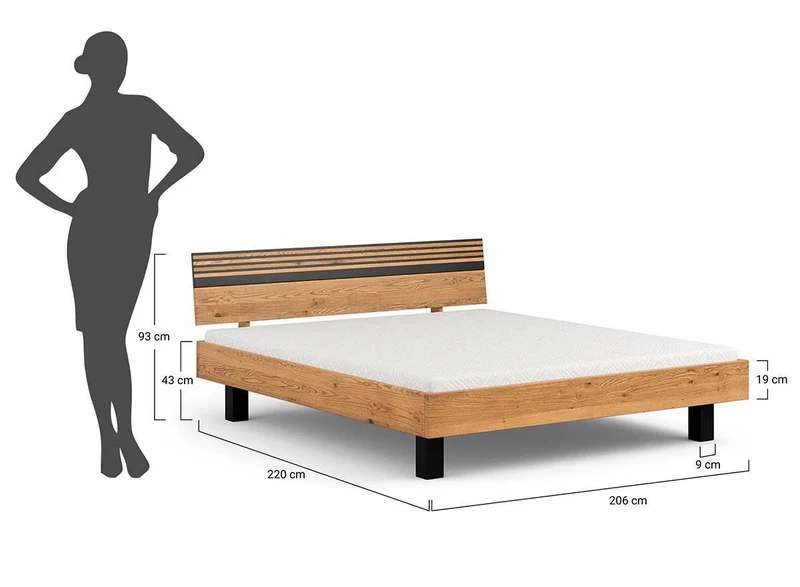 Modernes Bett aus massiver Wildeiche | Doppelbett Ravello