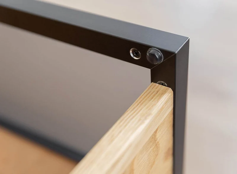 Industrial TV-Board aus massiver Eiche | Fernsehtisch Modern Loft mit Glastür