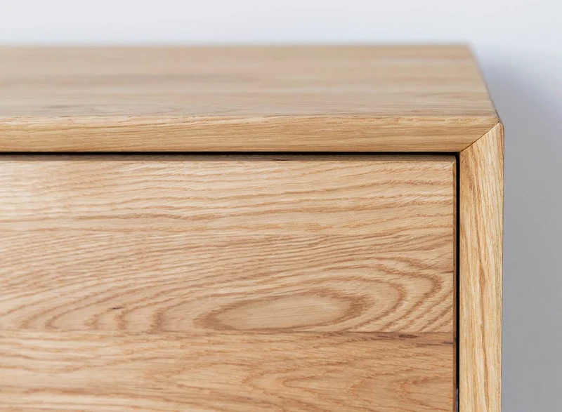Großes Industrial TV-Board aus massiver Eiche | Fernsehtisch Modern Loft mit Glastür