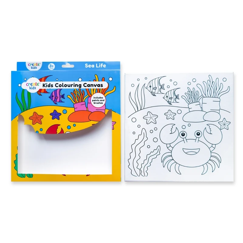 Create - Colouring & Painting Canvas Kit - Sea Life