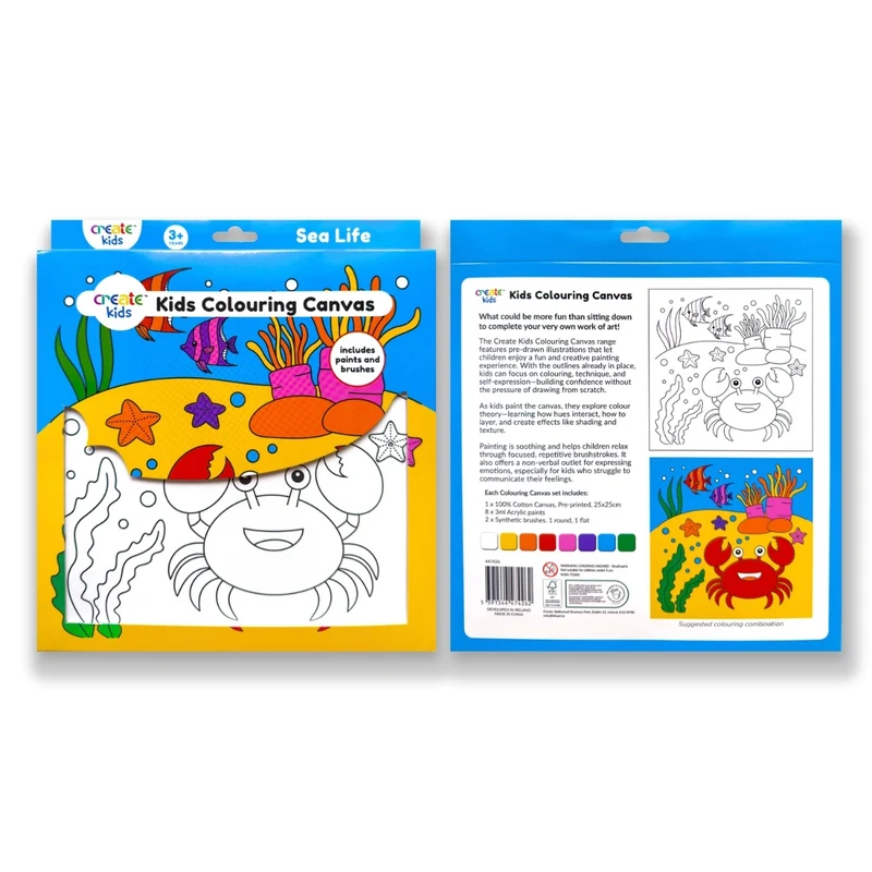 Create - Colouring & Painting Canvas Kit - Sea Life