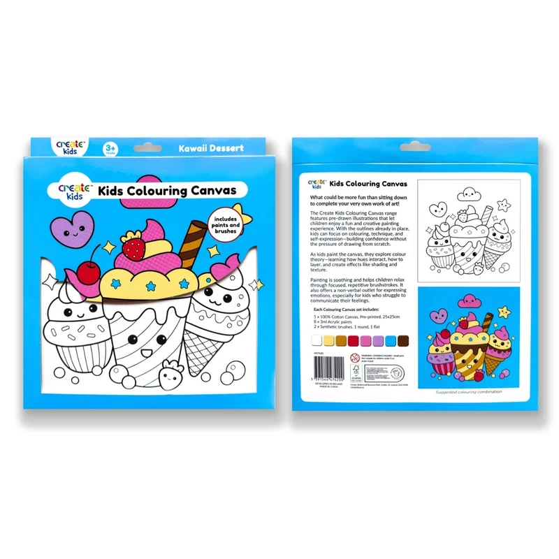 Create - Colouring & Painting Canvas Kit - Kawaii Dessert