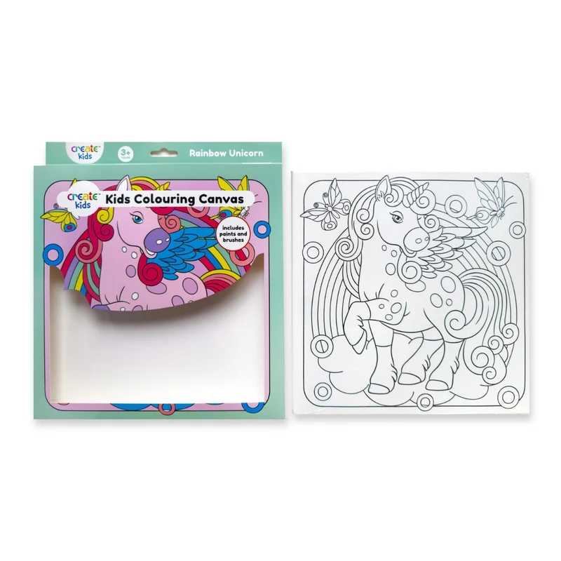 Create - Colouring & Painting Canvas Kit - Rainbow Unicorn
